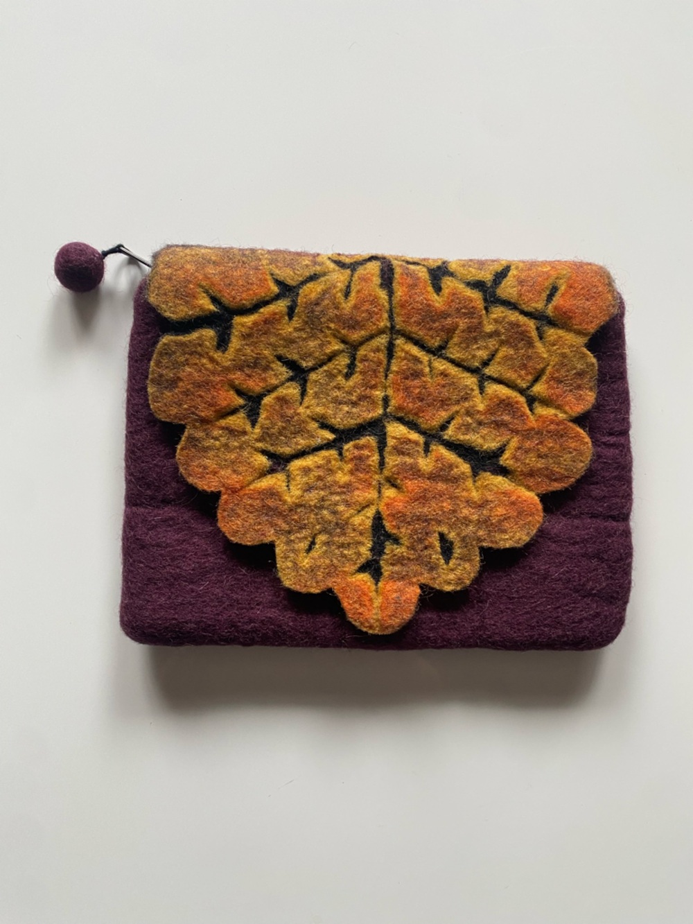 Handmade German Wool Leaf Clutch